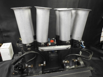 CROWER TILTED   SB CHEVY  2.5"   - 8 STACK  NEW RAM TUBES - REBUILT BARREL VALVE